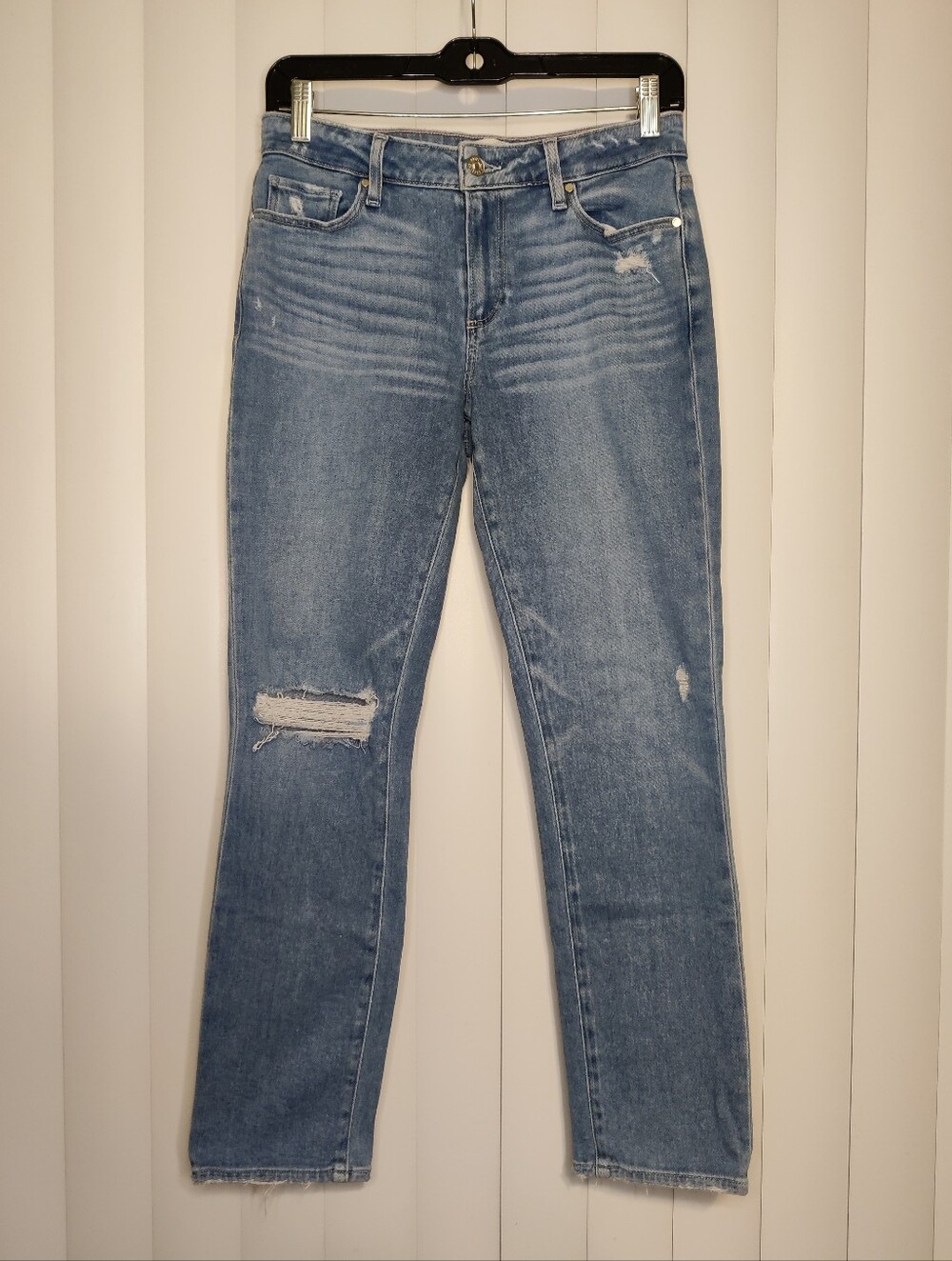 PAIGE Light Blue High-Rise Brigitte Distressed Jeans